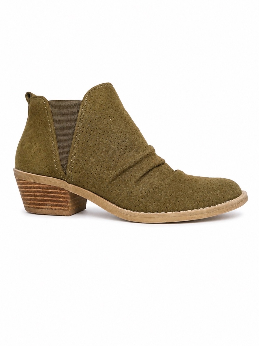 REPORT Olive Suede Ankle Boots bootie's leather/suede western style heeled SZ 8